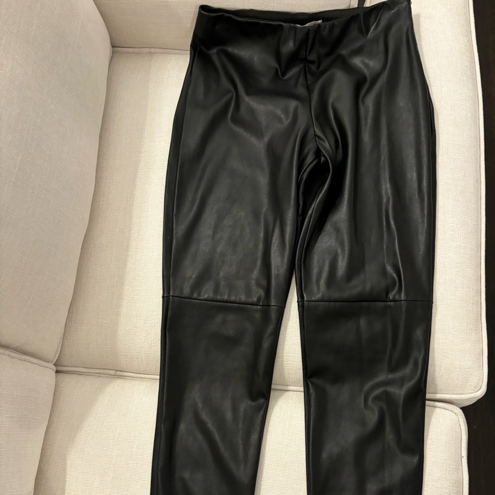 Mango Black Faux Leather Pants